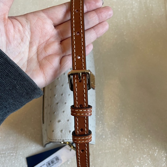 DOONEY & BOURKE OSTRICH EAST WEST FLAP SHOULDER BAG IN FOG✨ - Picture 12 of 14